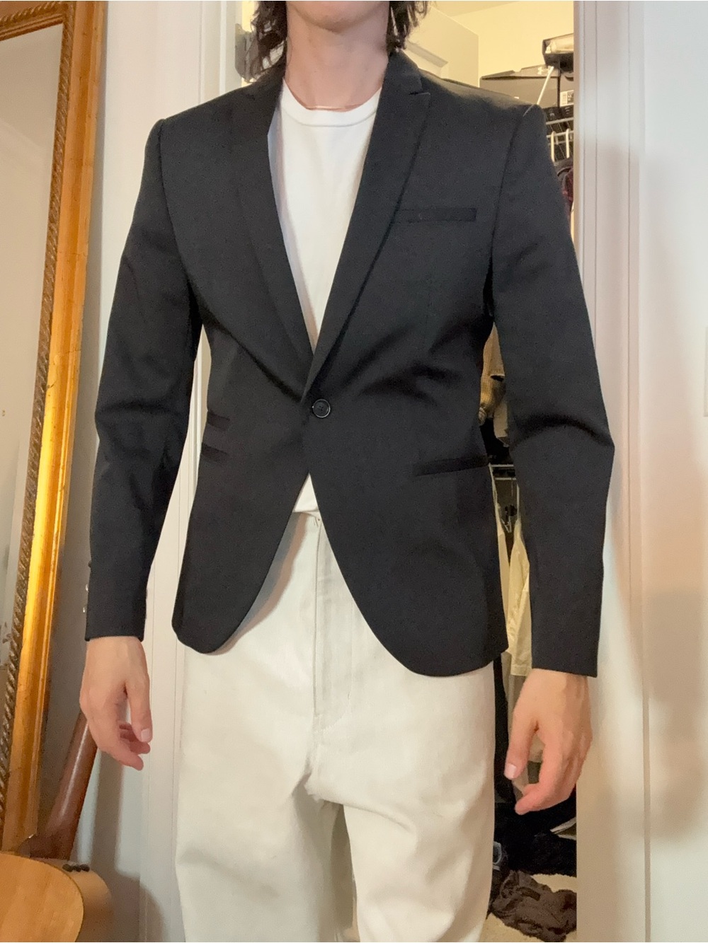 Zara Men's Black Single-Button Blazer